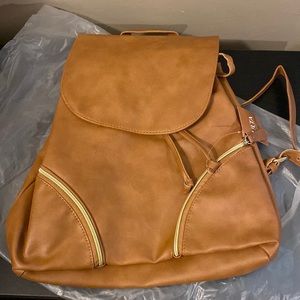 Ulta Beauty - Brown Drawstring/Snap Backpack NWT